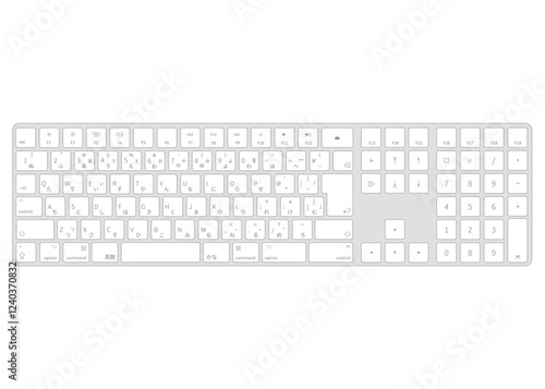 パソコンのJISキーボード グレーのPC用キーボードのイラスト