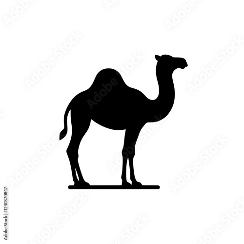 Camel Silhouette: A striking black silhouette of a camel, a symbol of endurance and resilience, stands out against a clean backdrop.