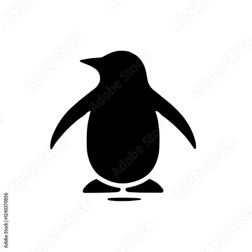 Penguin Silhouette: A simple yet striking silhouette of a penguin, perfect for projects needing a clean and minimalist design.  This bold, black-on-white graphic is versatile and easily adaptable. 