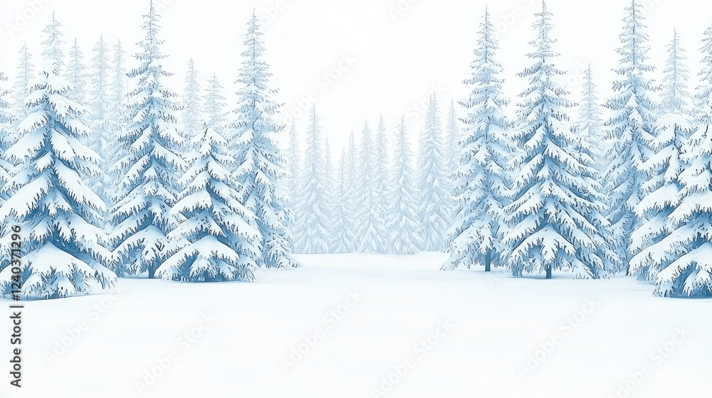 Snowy forest landscape, winter wonderland scene, perfect for holiday cards Snowy forest landscape, winter wonderland scene, perfect for holiday cards