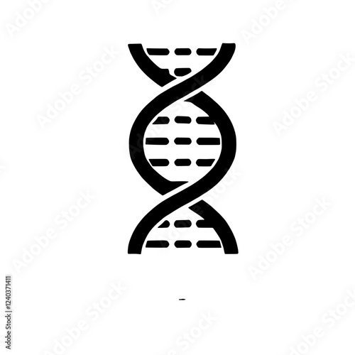DNA Double Helix: A simple, elegant, and minimalist illustration of a double helix DNA strand, perfect for educational presentations, scientific publications, or genetical research.