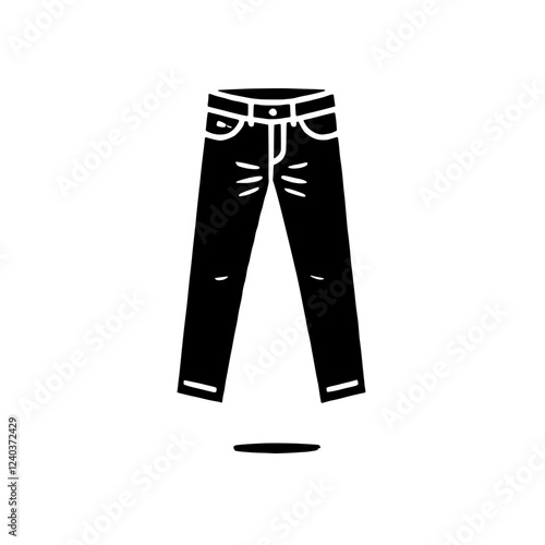 Classic Denim Silhouette: An iconic black and white illustration of a pair of denim jeans with a distinctive silhouette and shadow, representing timeless style and casual comfort.  