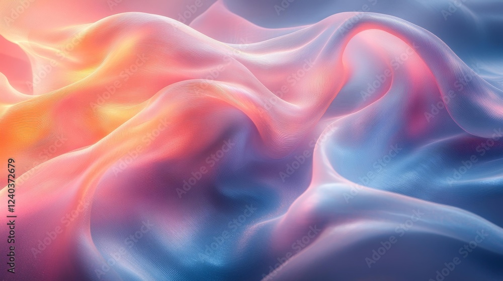 Fototapeta premium Pink and Blue Fluid Waves with Glowing Effects. Generative AI