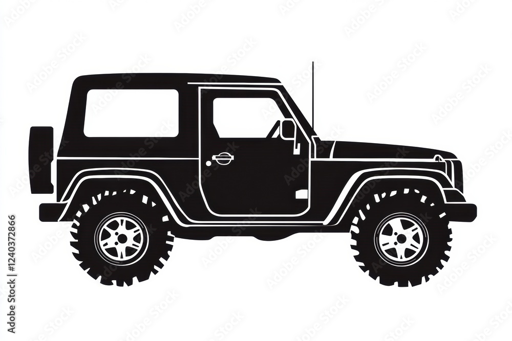 Silhouette of a rugged auto vehicle showcasing a classic off road design against a simple background. Generative AI Silhouette of a rugged auto vehicle showcasing a classic off road design against a simple background. Generative AI