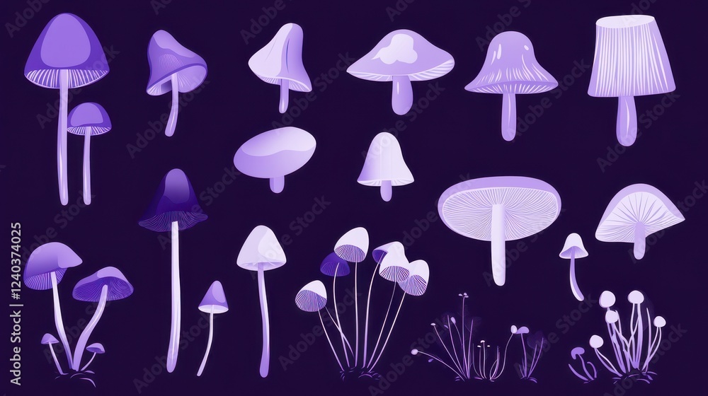 Enthralling Purple Mushroom Illustrations - A Captivating Collection of Fungi Art Enthralling Purple Mushroom Illustrations - A Captivating Collection of Fungi Art