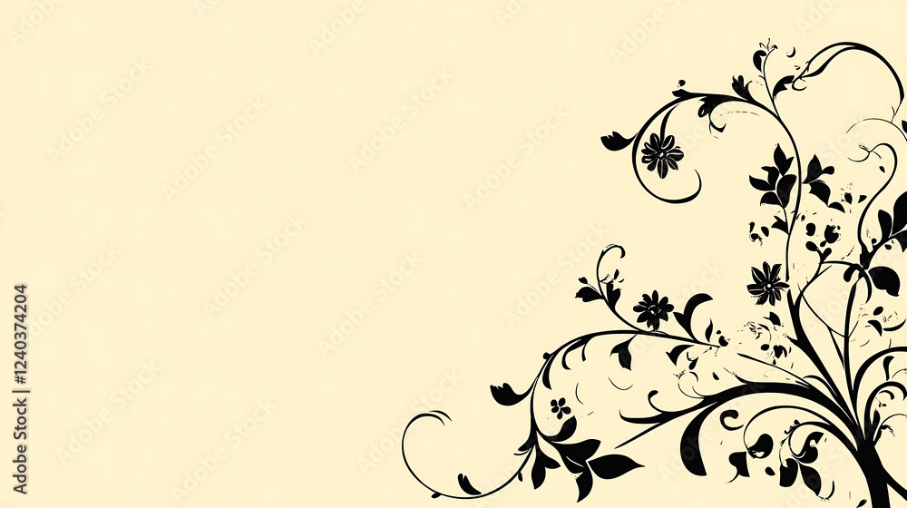 Floral corner design, beige background, invitation Floral corner design, beige background, invitation