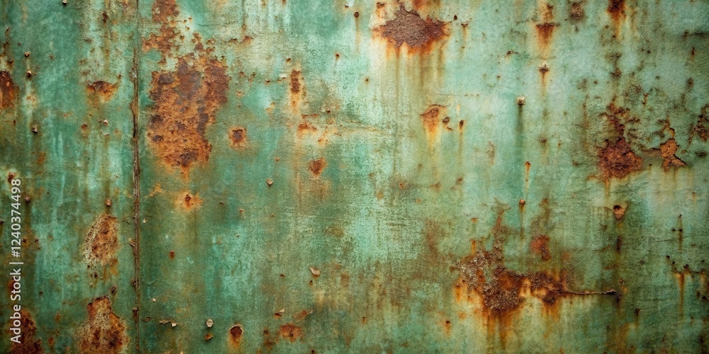 Rustic Green Metal Surface with Extensive Rust and Corrosion Showing Texture and Age Rustic Green Metal Surface with Extensive Rust and Corrosion Showing Texture and Age