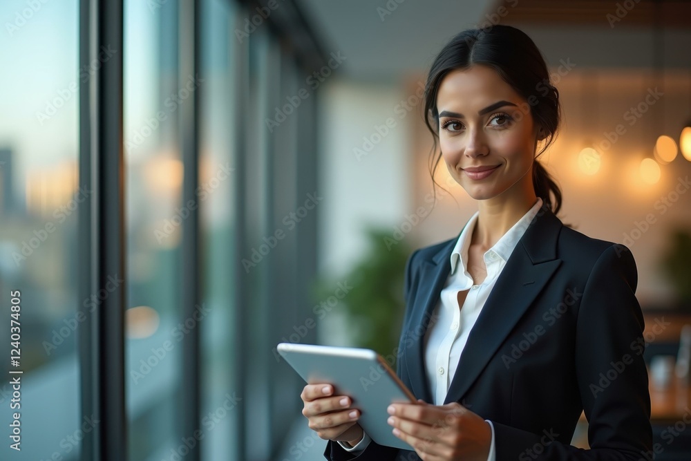 Woman is holding tablet computer in her hands Woman is holding tablet computer in her hands