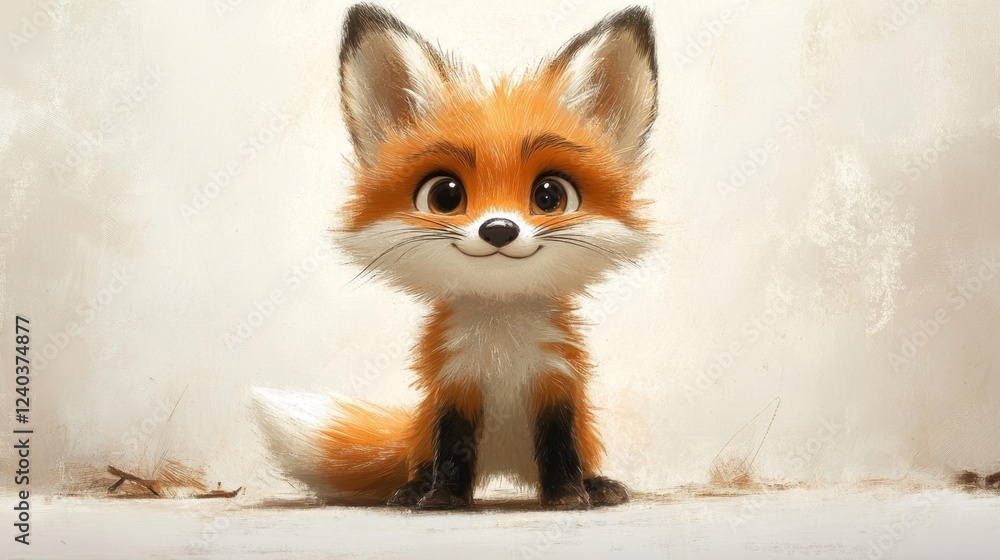 Obraz premium Cute Fox Character with Adorable Eyes. Generative AI
