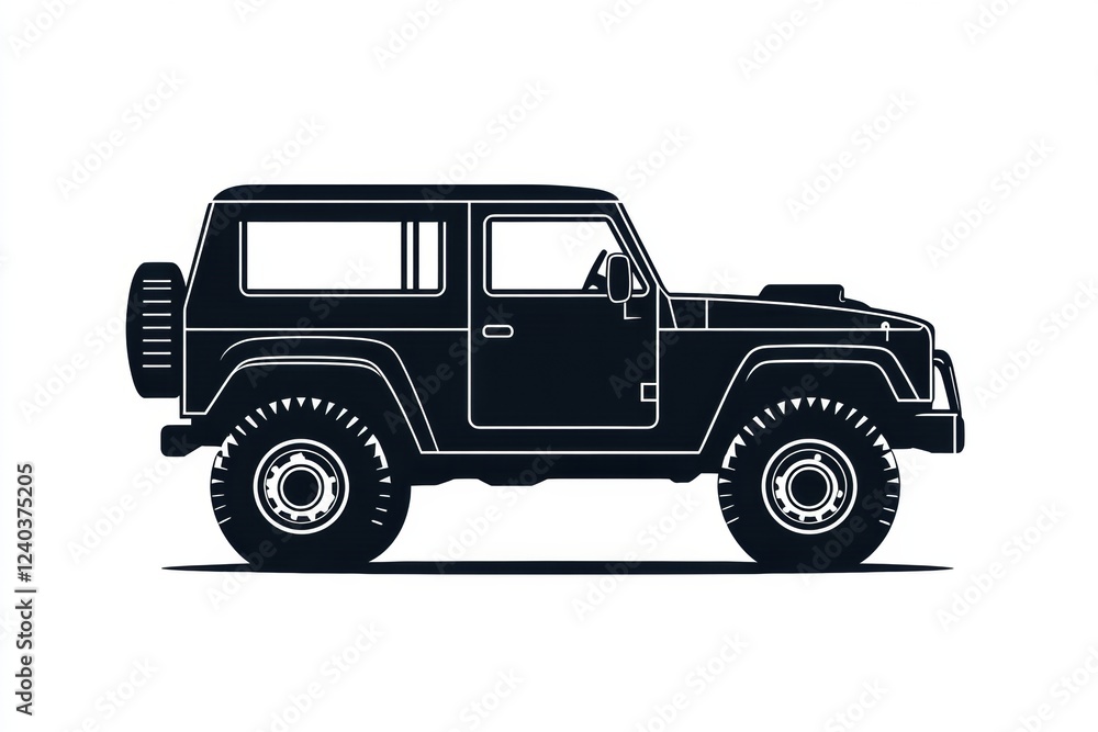 Off road auto vehicle silhouette designed for adventurous journeys through rugged landscapes. Generative AI Off road auto vehicle silhouette designed for adventurous journeys through rugged landscapes. Generative AI