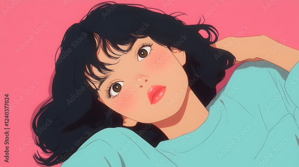 80s Japanese anime style girl, Generative AI 80s Japanese anime style girl, Generative AI
