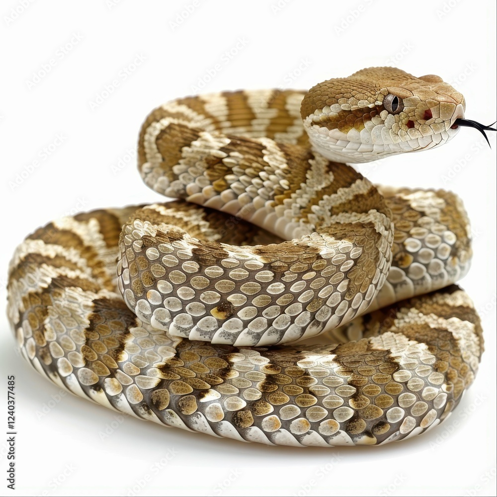 A beautiful, coiled snake in natural pose. A beautiful, coiled snake in natural pose.