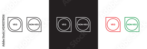Veg Non-Veg icon. isolated on white and black background. vector illustration. EPS 10