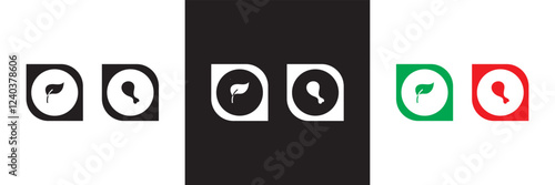 Veg Non-Veg icon. isolated on white and black background. vector illustration. EPS 10