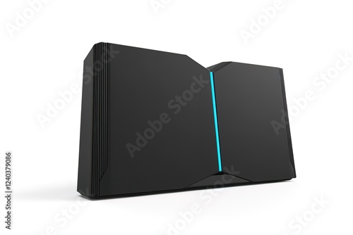 Sleek Black Wireless Router: High-Speed Internet Connectivity, Modern Home Network, Powerful WiFi Signal, Four Antennas, Technological Advancement, Elegant Design, Fast Data Transfer, Smart Home       photo