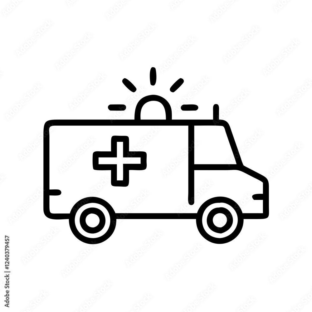 Ambulance Vector Icon. Emergency Medical Vehicle Illustration Ambulance Vector Icon. Emergency Medical Vehicle Illustration