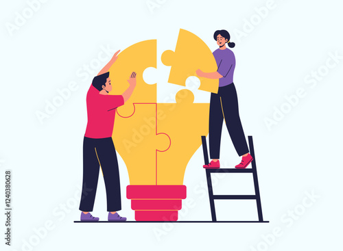 Illustration of an Teamwork Problem Solving Cartoon