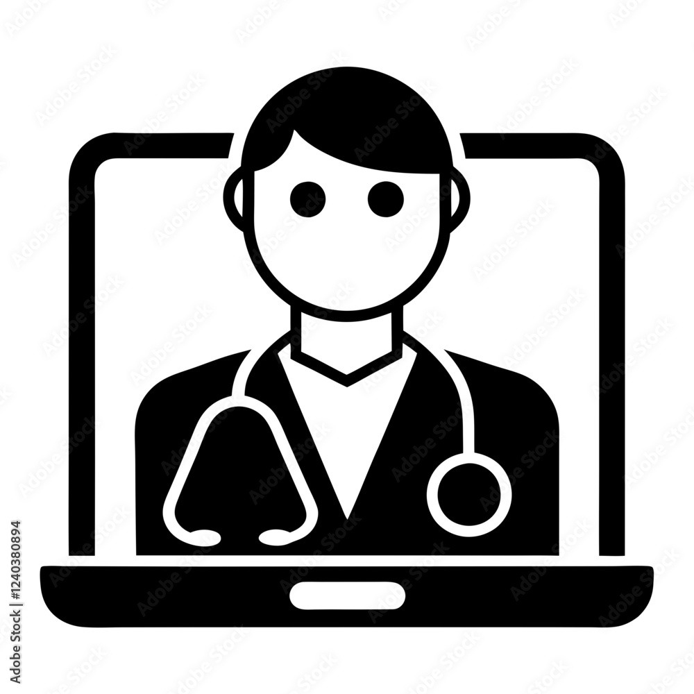 Fototapeta premium Telemedicine Doctor Icon | Online Medical Consultation Symbol