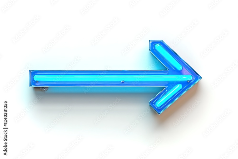 Glowing Neon Arrow Sign: Bright Blue Pointer on White, Perfect for Direction, Navigation, Website Design, App Interface, Signage, Wayfinding, Guidance, UI Elements, Modern Design, Clean Minimalist Glowing Neon Arrow Sign: Bright Blue Pointer on White, Perfect for Direction, Navigation, Website Design, App Interface, Signage, Wayfinding, Guidance, UI Elements, Modern Design, Clean Minimalist