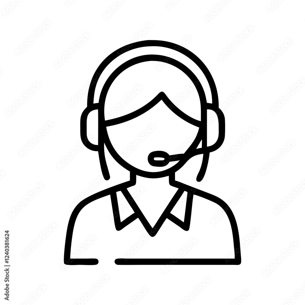 Customer Support Icon Vector. Line Art Call Center and Help Desk Symbol Design Customer Support Icon Vector. Line Art Call Center and Help Desk Symbol Design