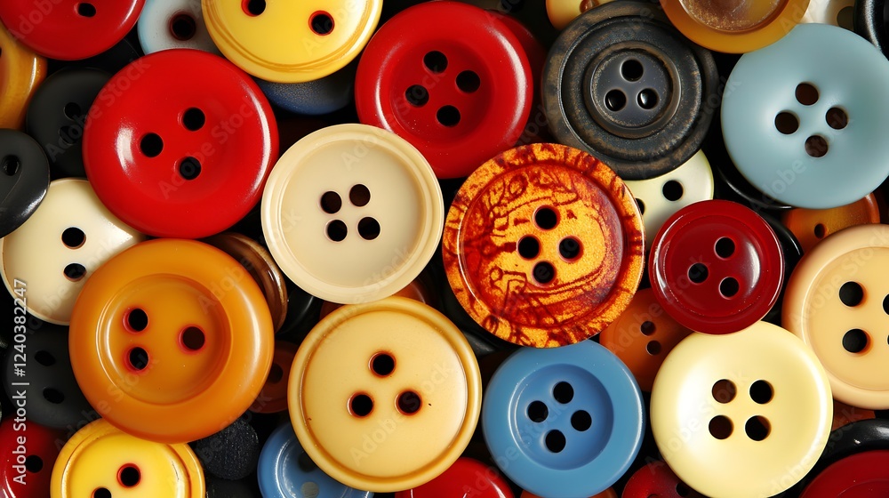 Fototapeta premium Colorful Collection of Vintage Sewing Buttons