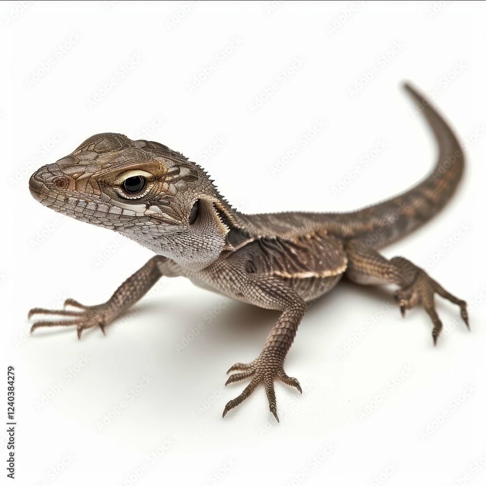 Naklejka premium Close-up of a curious brown lizard