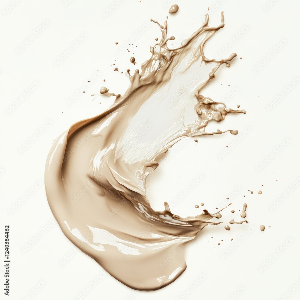 Beige Cream Liquid Splash Design flow isolated on transparent backgbeund Beige Cream Liquid Splash Design flow isolated on transparent backgbeund