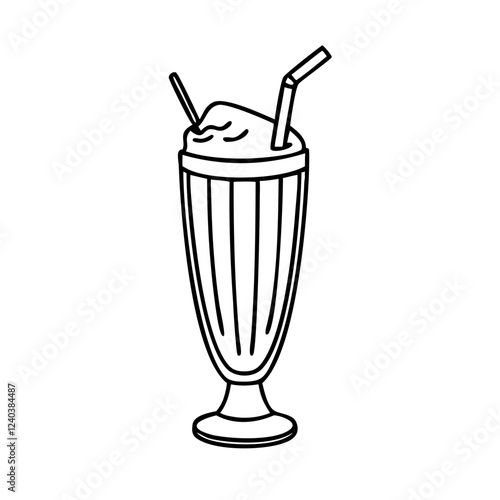 Glass with a straw line icon vector illustration