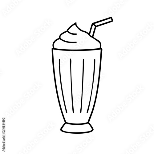 Glass with a straw line icon vector illustration