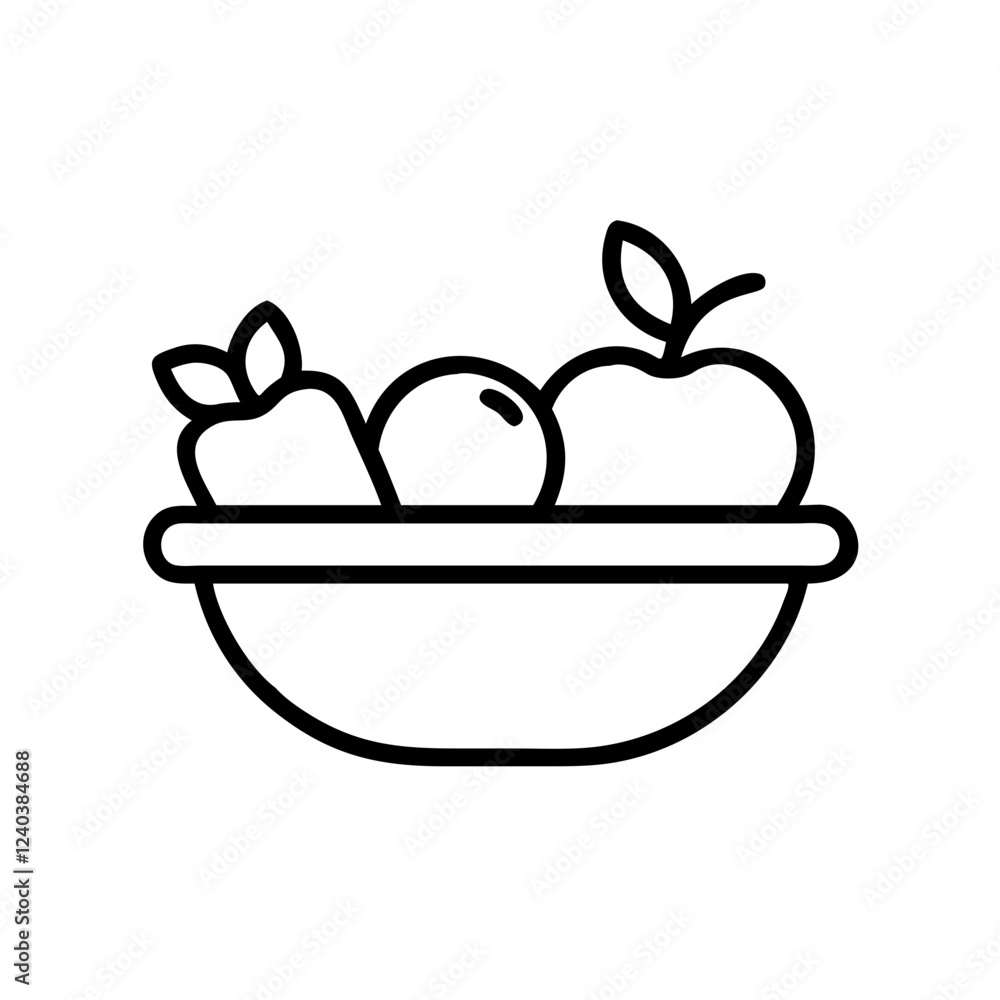 Line Art Of Fruit Basket Vector Illustration Line Art Of Fruit Basket Vector Illustration