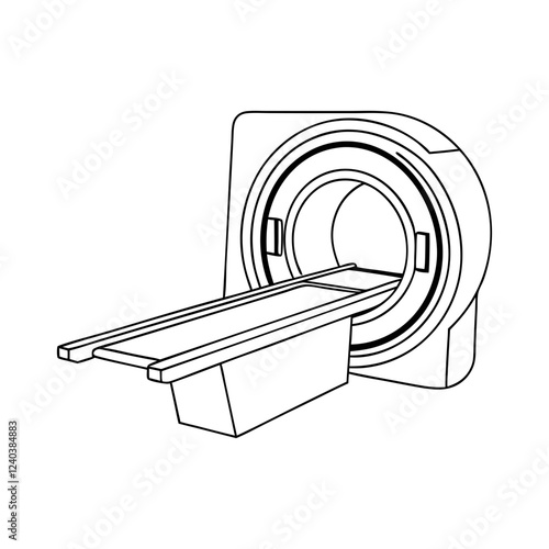 MRI Scanner Line Art Vector. Medical Diagnostic Machine Illustration