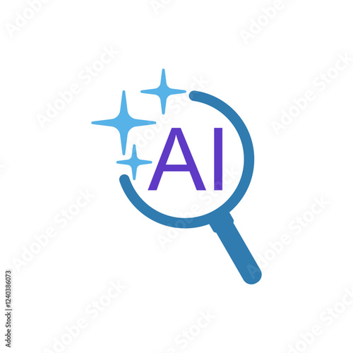 Search artificial intelligence. Ai generate, simple flat style, illustration, logo sign symbol pictogram template, for ui or ux isolated on white for mobile app, editable