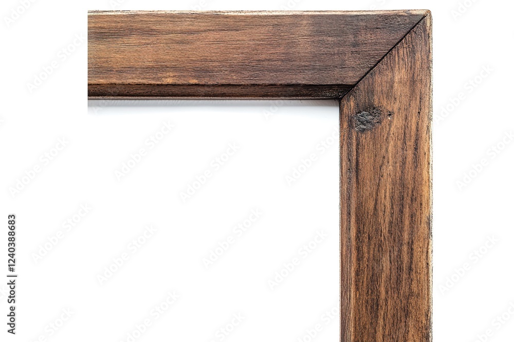 Naklejka premium Elegant Dark Wood Picture Frame Mockup: Showcase Your Artwork, Photography, or Designs with this High-Resolution Image Featuring a Classic Dark Wood Frame Against a Crisp White Background. Perfect for