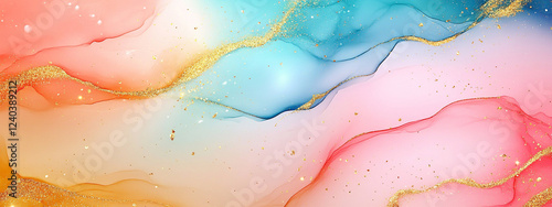 Fototapeta Abstrakcyjny złoty baner, tło do projektu, generative ai 