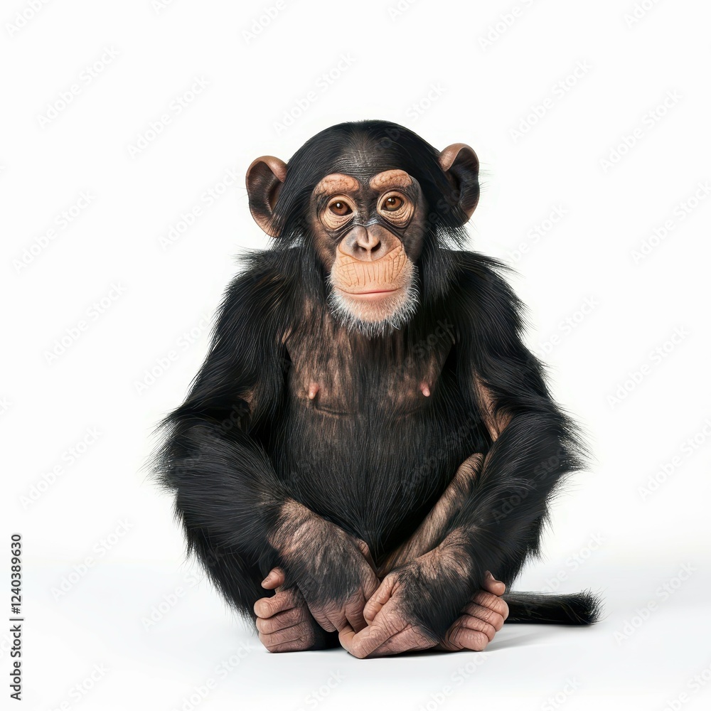 Fototapeta premium Cute and curious young chimpanzee portrait.