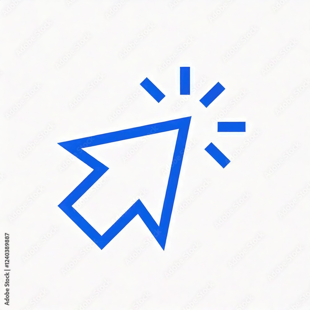 Blue Cursor Icon: Simple, Bold, Digital Click Blue Cursor Icon: Simple, Bold, Digital Click