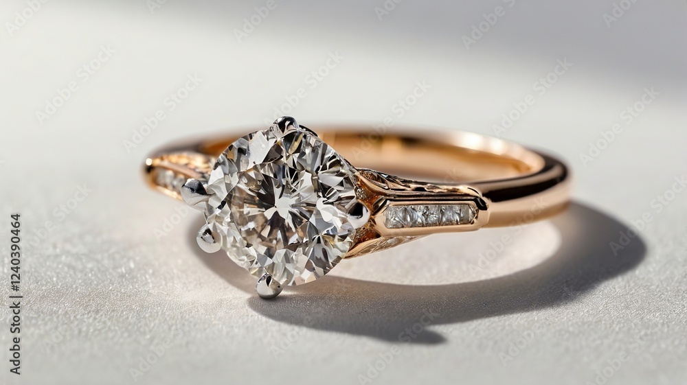 Rose Gold Diamond Engagement Ring with Delicate Accents Rose Gold Diamond Engagement Ring with Delicate Accents