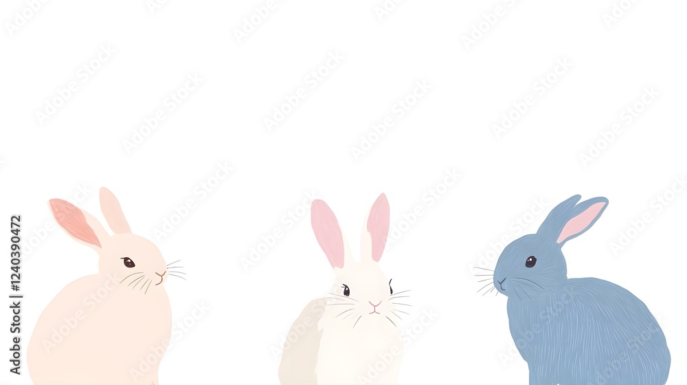 Fototapeta premium Cute Easter Bunny Illustration, Generative AI