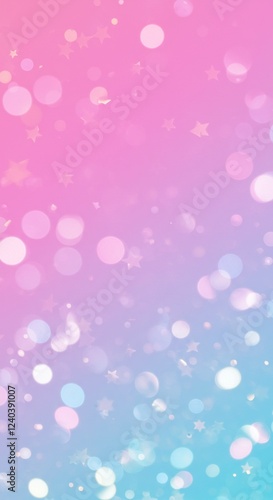 Pastel Gradient with Bokeh and Stars Soft Pink to Blue Background, Dreamy and Ethereal Texture, Feminine Colors, Design Element for Romantic and Fantasy Projects.