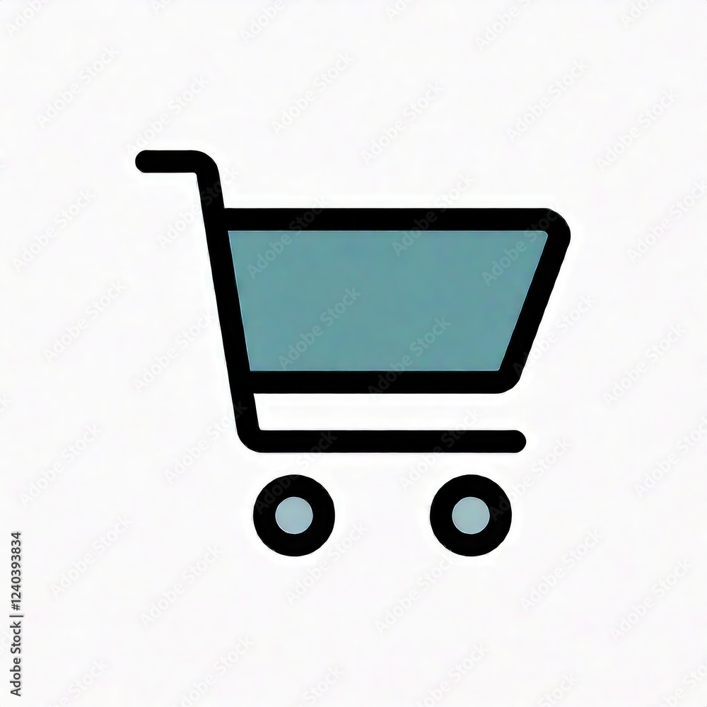 Simple Teal Shopping Cart Icon: Minimalist Line Art Design Simple Teal Shopping Cart Icon: Minimalist Line Art Design