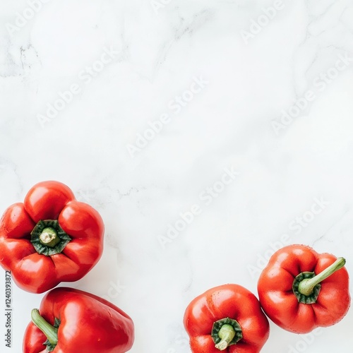 Red Bell Peppers Marble Background eat isolated on transparent background