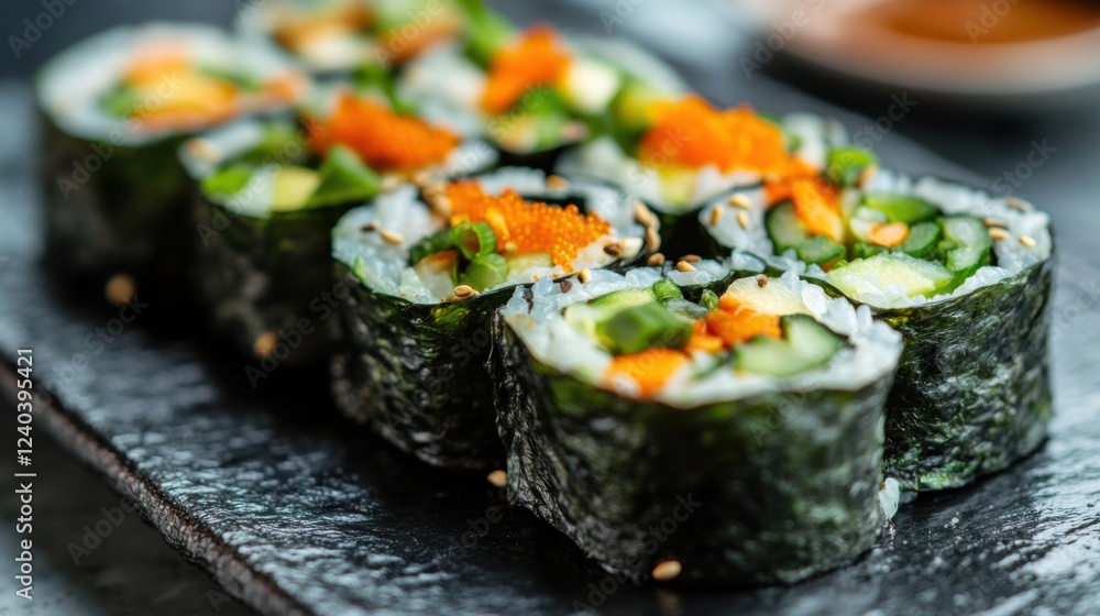 Vegetable salad roll seaweed. Generative AI Vegetable salad roll seaweed. Generative AI