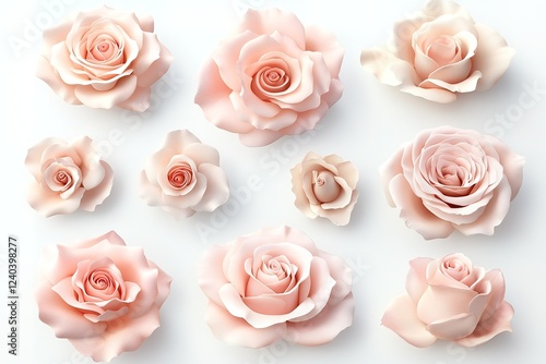 Delicate Vintage Pale Pink Roses: Botanical Illustration, Romantic Floral Design Element, Soft Hues, Elegant Flower Art, Perfect for Wedding Invitations, Greeting Cards, Vintage Prints, Shabby Chic   