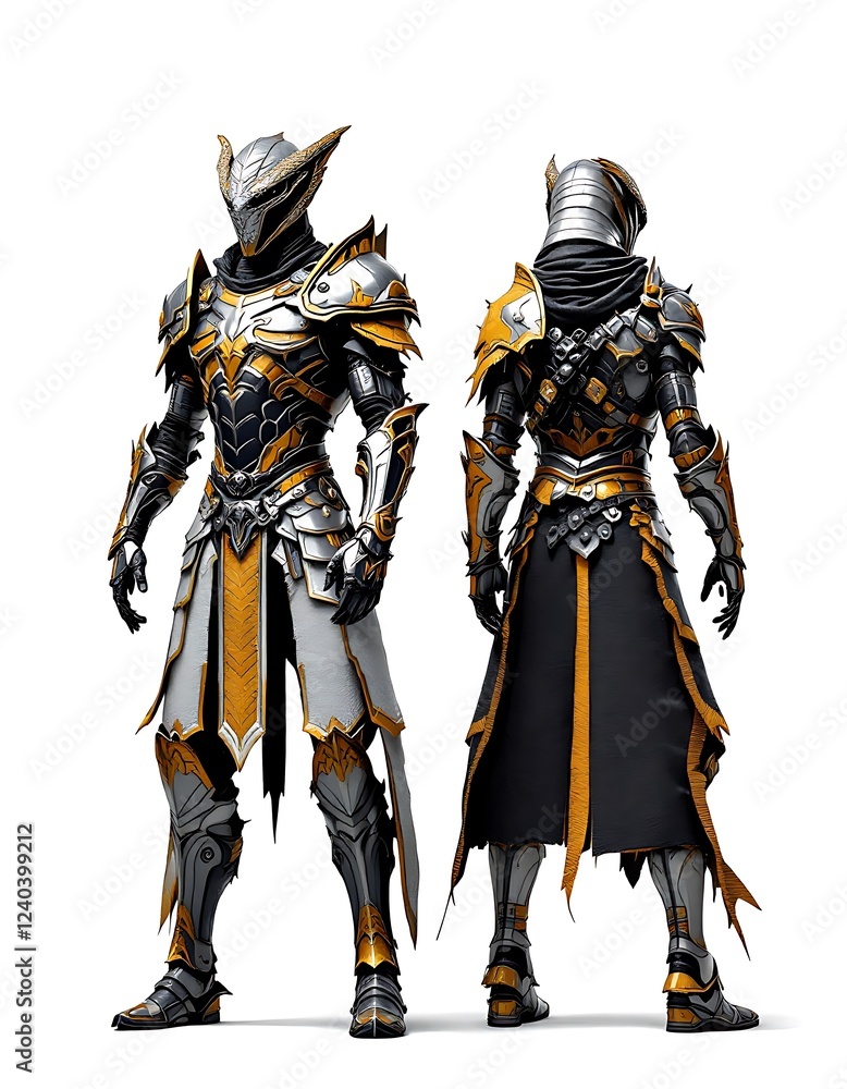Epic Fantasy Knight Armor 3d Render Gold and Silver Epic Fantasy Knight Armor 3d Render Gold and Silver
