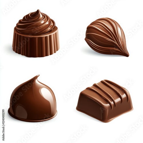 Assorted Chocolate Confections in Various Shapes and Textures