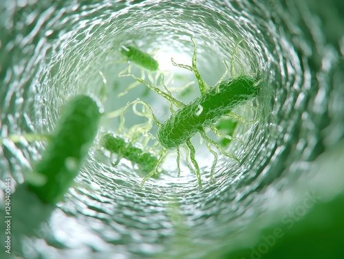 Microbial life viewed from a microscopic lens. photo