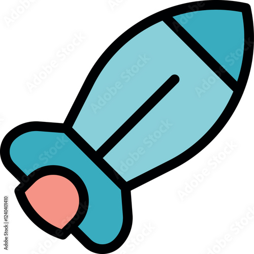 Cartoon missile soaring through air, representing military power and destructive force