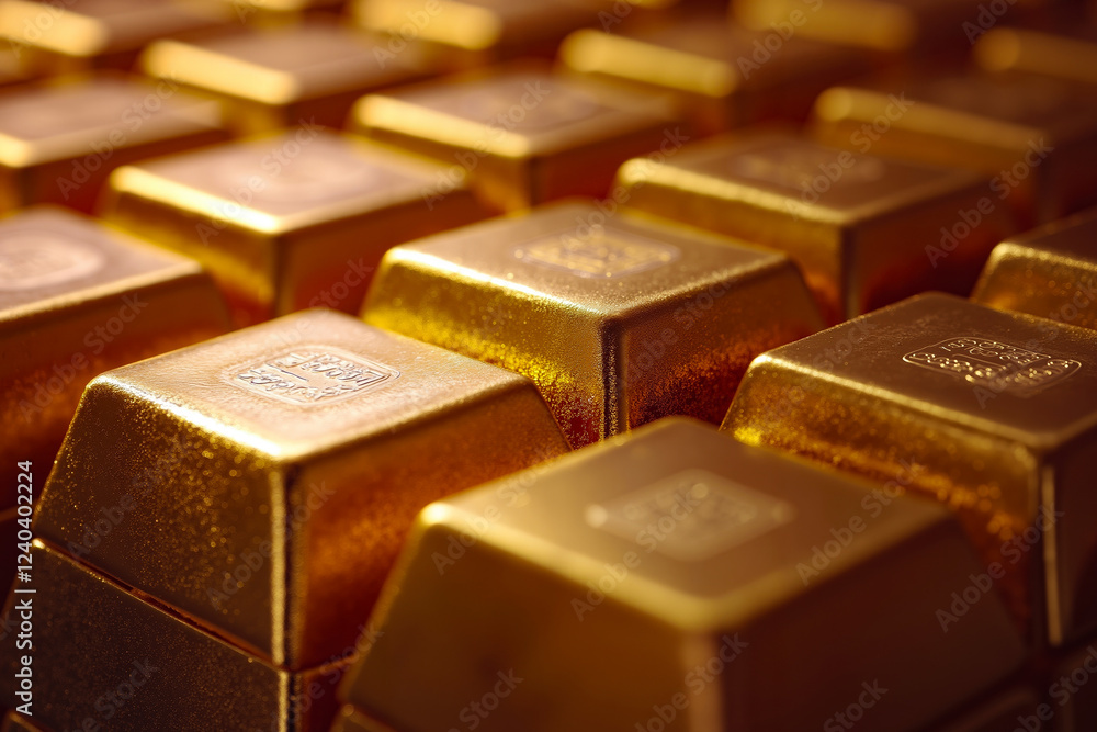 A pile of gold bars stacked on top of each other A pile of gold bars stacked on top of each other