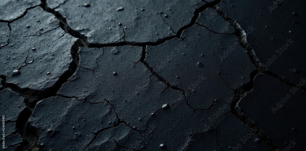 Obraz premium Rough, cracked black surface with deep texture, pattern, distressed background, photography