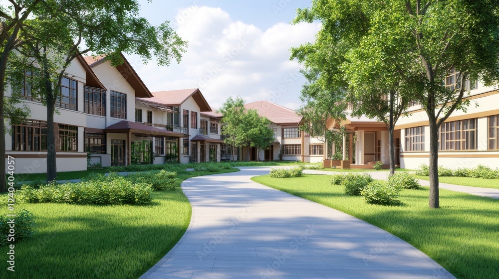 Modern Buildings with Natural Light and Greenery Modern Buildings with Natural Light and Greenery